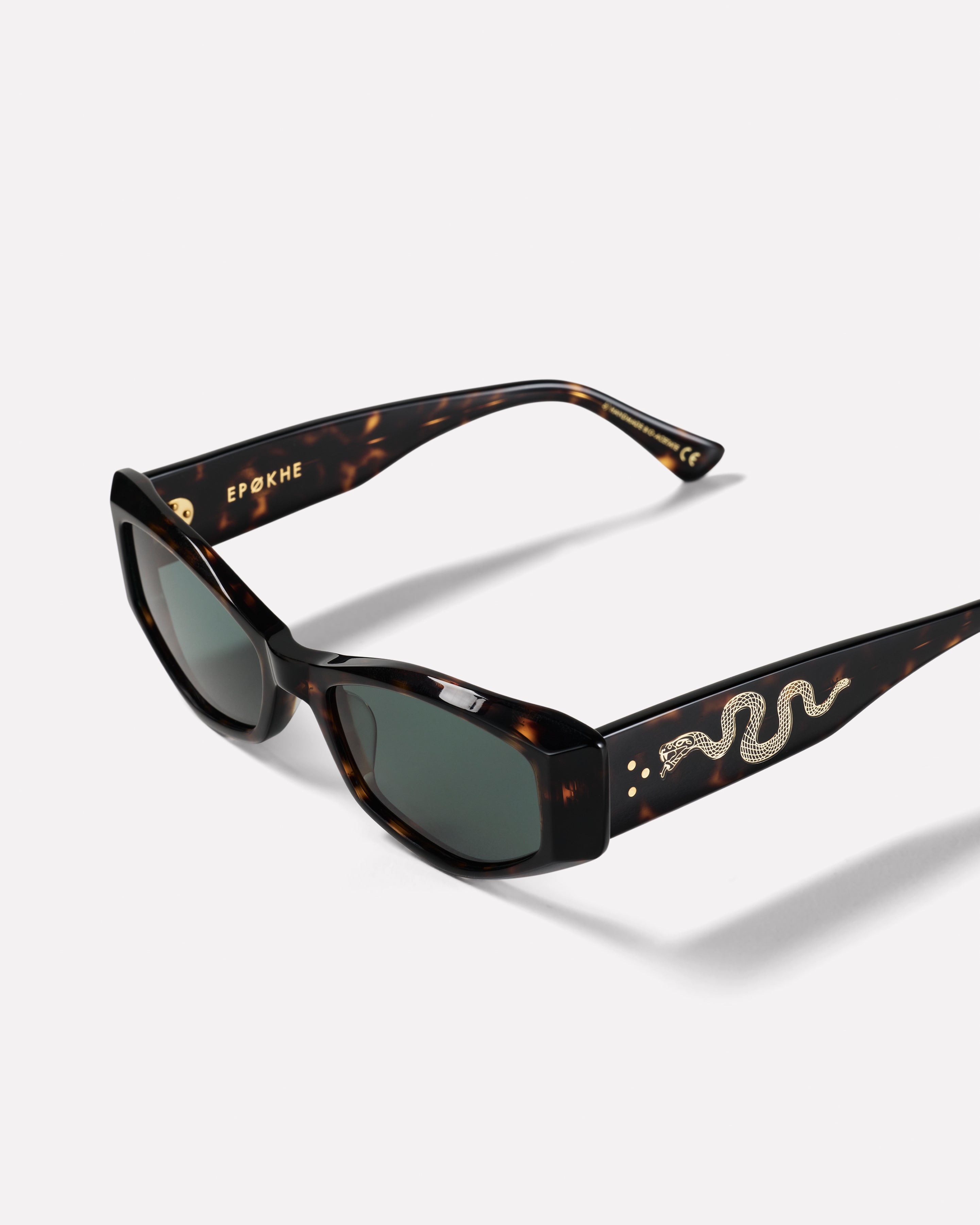 Guilty Sunglasses | Dark Tortoise Polished / Green Polarized | Epokhe Eyewear